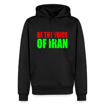 Be the voice of iran - Sweat à capuche Premium bio Homme - noir - Devant - Nico (187cm)