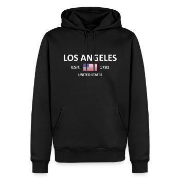 LOS ANGELES - Men’s Premium Organic Hoodie - black - Front - Nico (187cm)