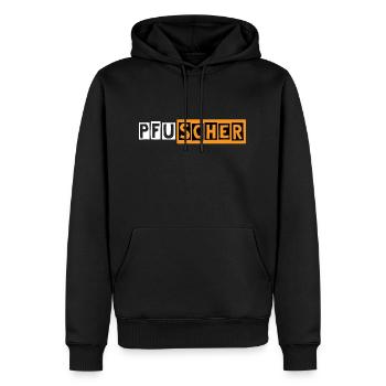 Pfuscher PH Design - Männer Premium Bio Hoodie - Schwarz - Vorne - Nico (187cm)