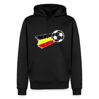 Das Team aus Belgien - Männer Premium Bio Hoodie - Schwarz - Vorne - Nico (187cm)