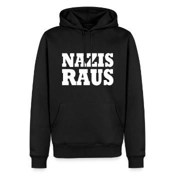 Nazis raus - Männer Premium Bio Hoodie - Schwarz - Vorne - Nico (187cm)