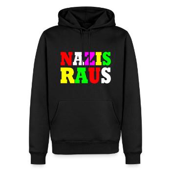 Nazis raus - Männer Premium Bio Hoodie - Schwarz - Vorne - Nico (187cm)