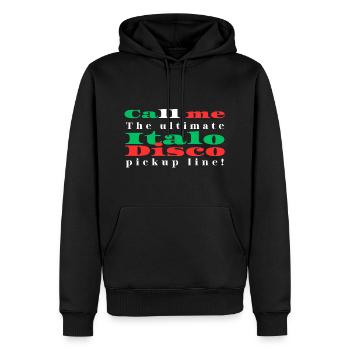 T-shirt Italo Disco Call Me - Sweat à capuche Premium bio Homme - noir - Devant - Nico (187cm)