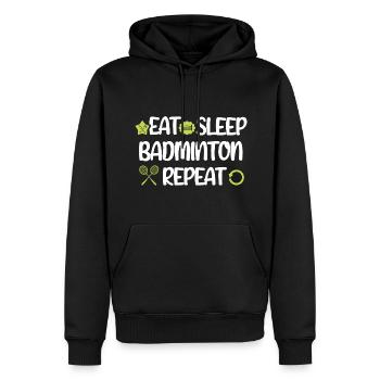 Eat Sleep Badminton Federball Badmintonspieler - Männer Premium Bio Hoodie - Schwarz - Vorne - Nico (187cm)