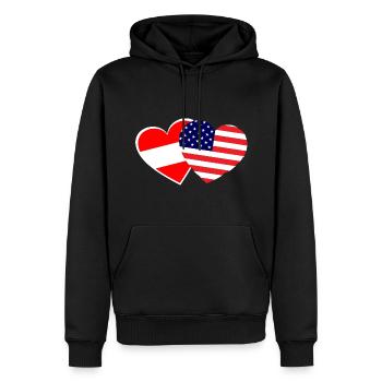 Liebe USA und Österreich - Männer Premium Bio Hoodie - Schwarz - Vorne - Nico (187cm)