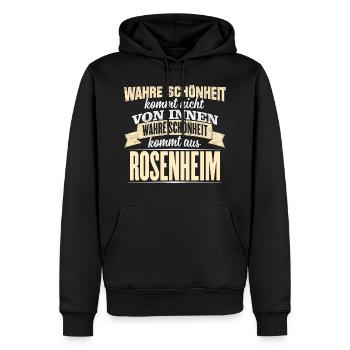 ROSENHEIM - Schönheit - Männer Premium Bio Hoodie - Schwarz - Vorne - Nico (187cm)