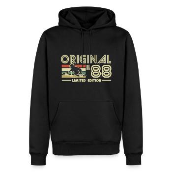 1988 - Männer Premium Bio Hoodie - Schwarz - Vorne - Nico (187cm)