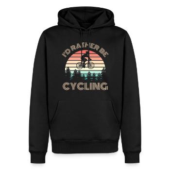I D RATHER Be Cycling Bike Slogan - Sweat à capuche Premium bio Homme - noir - Devant - Nico (187cm)