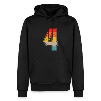 4 ans maillot rétro numéro 4 T shirt numéro 4 - Sweat à capuche Premium bio Homme - noir - Devant - Nico (187cm)