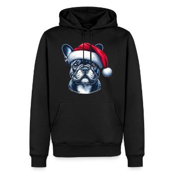 Frenchie présente - Sweat à capuche Premium bio Homme - noir - Devant - Nico (187cm)