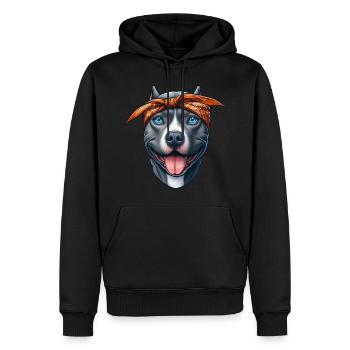 Pitbull chiot dessin animé - Sweat à capuche Premium bio Homme - noir - Devant - Nico (187cm)
