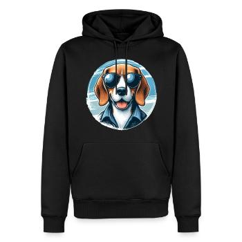 Beagle The Model - Men’s Premium Organic Hoodie - black - Front - Nico (187cm)