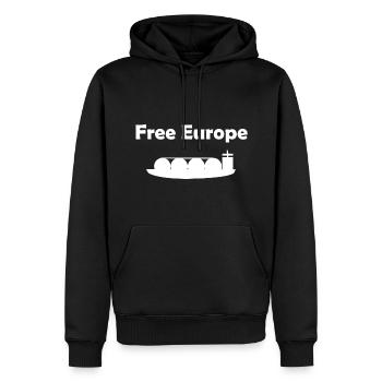 Liberté pour l’Europe - Sweat à capuche Premium bio Homme - noir - Devant - Nico (187cm)