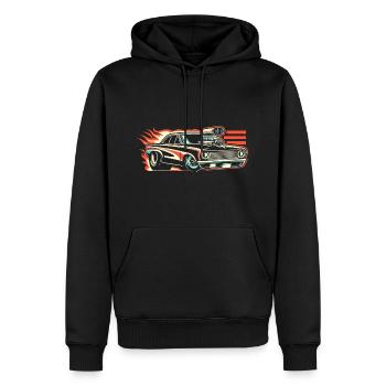 Course de voitures de dragsters - Cadeau pour les fans de sport automobile ! - Sweat à capuche Premium bio Homme - noir - Devant - Nico (187cm)