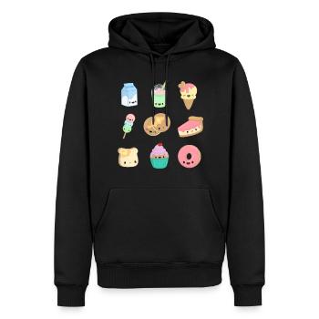 Autocollants Food Kawaii - Sweat à capuche Premium bio Homme - noir - Devant - Nico (187cm)