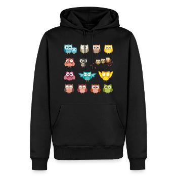 Eule - Männer Premium Bio Hoodie - Schwarz - Vorne - Nico (187cm)