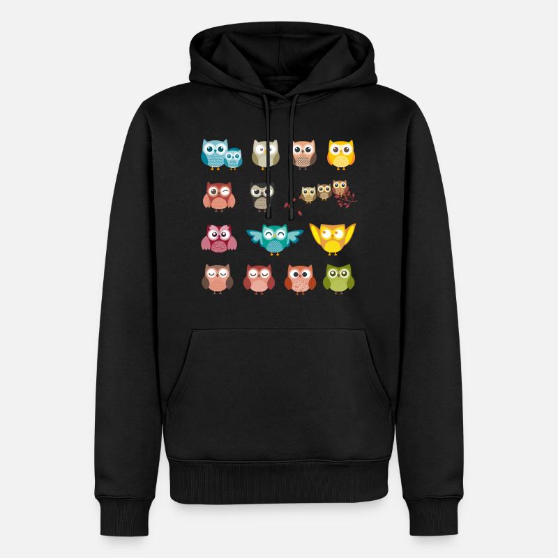 Eule - Männer Premium Bio Hoodie - Schwarz