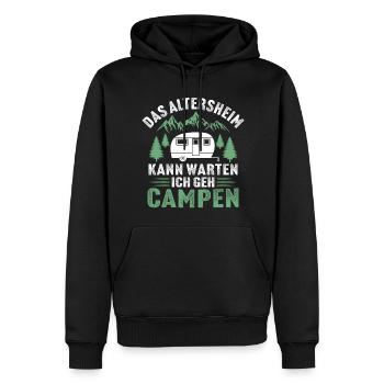 das altersheim kann warten ich geh campen - Männer Premium Bio Hoodie - Schwarz - Vorne - Nico (187cm)