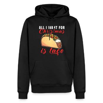 Tout ce que je veux pour Noël, c’est des tacos - Sweat à capuche Premium bio Homme - noir - Devant - Nico (187cm)