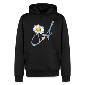 Buchstabe A Gänseblümchen Herz - Männer Premium Bio Hoodie - Schwarz - Vorne - Nico (187cm)