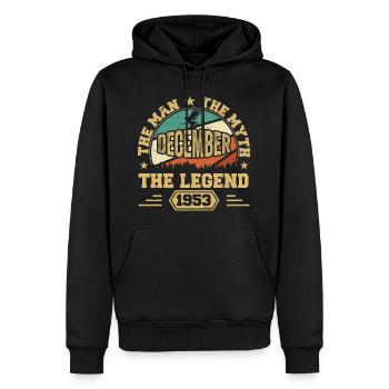 Décembre 1953 Anniversaire Décembre 1953 Cadeau - Sweat à capuche Premium bio Homme - noir - Devant - Nico (187cm)