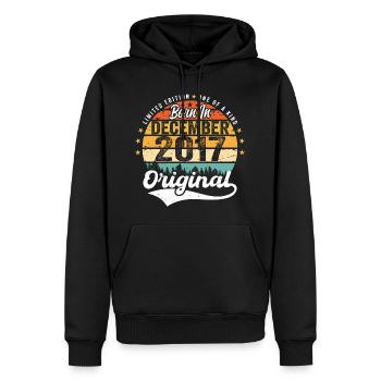 Original Décembre 2017 Vintage Anniversaire 2017 - Sweat à capuche Premium bio Homme - noir - Devant - Nico (187cm)