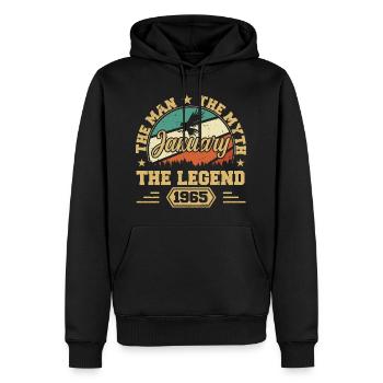 Die Legenden wurden im Januar 1965 geboren - Männer Premium Bio Hoodie - Schwarz - Vorne - Nico (187cm)