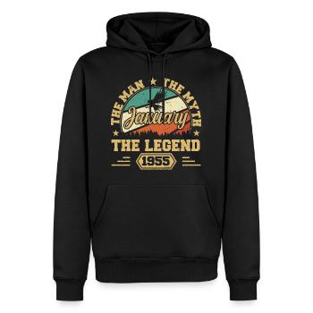 Les Legends sont nés en janvier 1955 - Sweat à capuche Premium bio Homme - noir - Devant - Nico (187cm)