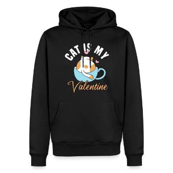 Le chat est mon Valentin - Sweat à capuche Premium bio Homme - noir - Devant - Nico (187cm)