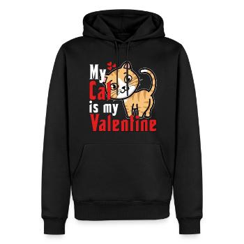 my cat is my valentine - Männer Premium Bio Hoodie - Schwarz - Vorne - Nico (187cm)