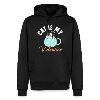 my cat is my valentine - Männer Premium Bio Hoodie - Schwarz - Vorne - Nico (187cm)