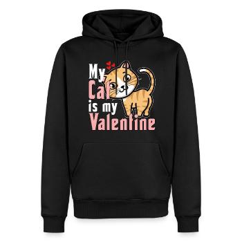 my cat is my valentine - Männer Premium Bio Hoodie - Schwarz - Vorne - Nico (187cm)