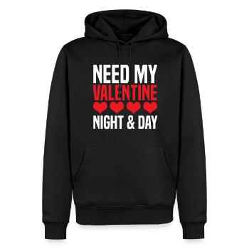 valentine - Männer Premium Bio Hoodie - Schwarz - Vorne - Nico (187cm)