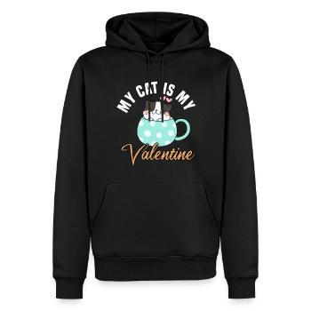 my cat is my valentine - Männer Premium Bio Hoodie - Schwarz - Vorne - Nico (187cm)