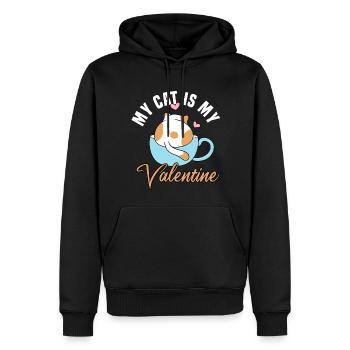 my cat is my valentine - Männer Premium Bio Hoodie - Schwarz - Vorne - Nico (187cm)