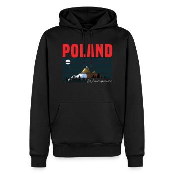 Poland Warsaw - Men’s Premium Organic Hoodie - black - Front - Nico (187cm)