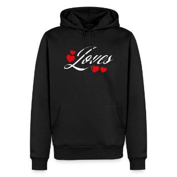 loves - Männer Premium Bio Hoodie - Schwarz - Vorne - Nico (187cm)