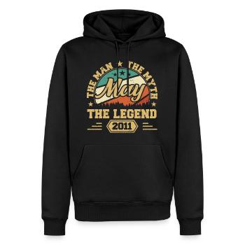 Mai 2011 - Geburtstagsgeschenk geboren im Mai 2011 - Männer Premium Bio Hoodie - Schwarz - Vorne - Nico (187cm)