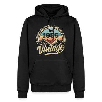 Original Vintage 1956 Cadeau d’anniversaire 1956 - Sweat à capuche Premium bio Homme - noir - Devant - Nico (187cm)