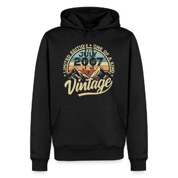 Born in July 2007 Born in July 2007 Born in July 2007 - Men’s Premium Organic Hoodie - black - Front - Nico (187cm)