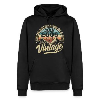 Born in July 2009 Born in July 2009 Born in July 2009 - Men’s Premium Organic Hoodie - black - Front - Nico (187cm)