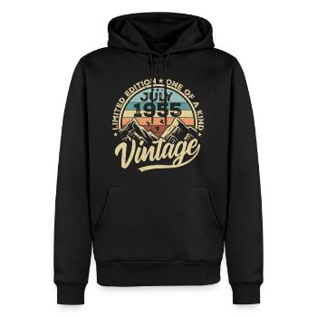 Born in July 1955 Born in July 1955 Born in July 1955 - Men’s Premium Organic Hoodie - black - Front - Nico (187cm)