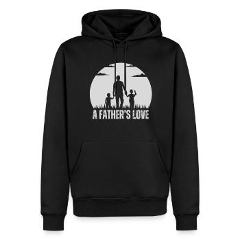 père et fils - Sweat à capuche Premium bio Homme - noir - Devant - Nico (187cm)