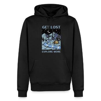 Chemise de camping amusante - Sweat à capuche Premium bio Homme - noir - Devant - Nico (187cm)