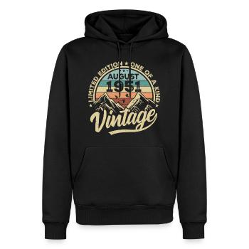 Geburtstag August 1951 Geburtstagsgeschenk August - Männer Premium Bio Hoodie - Schwarz - Vorne - Nico (187cm)