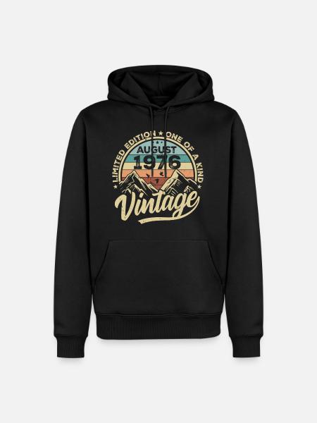 Geburtstag August 1976 Geburtstagsgeschenk August - Herre Premium økologisk hoodie - sort