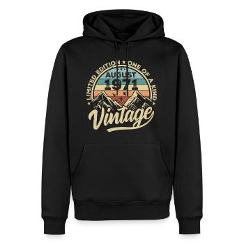 Geburtstag August 1971 Geburtstagsgeschenk August - Männer Premium Bio Hoodie - Schwarz - Vorne - Nico (187cm)