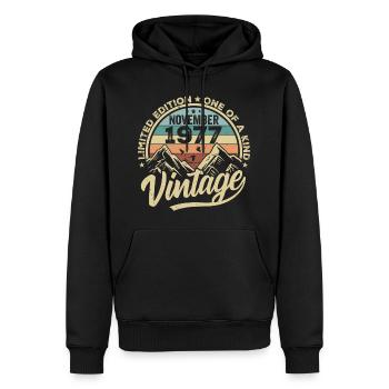 Légendaire depuis novembre 1977 - Edition limitée 1977 - Sweat à capuche Premium bio Homme - noir - Devant - Nico (187cm)