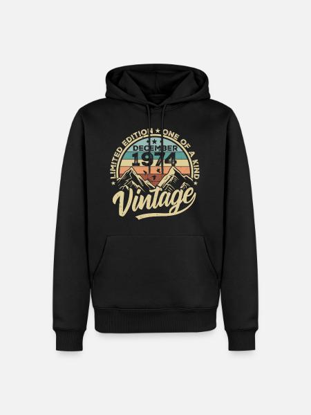 Original December 1974 - 51st Birthday Gift - Men’s Premium Organic Hoodie - black