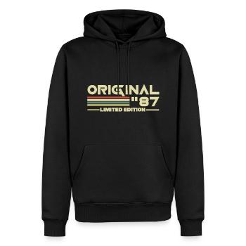 1987 - Männer Premium Bio Hoodie - Schwarz - Vorne - Nico (187cm)